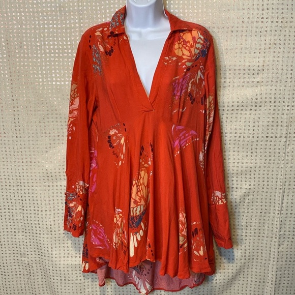 Free People Red Floral Tunic - Picture 7 of 9